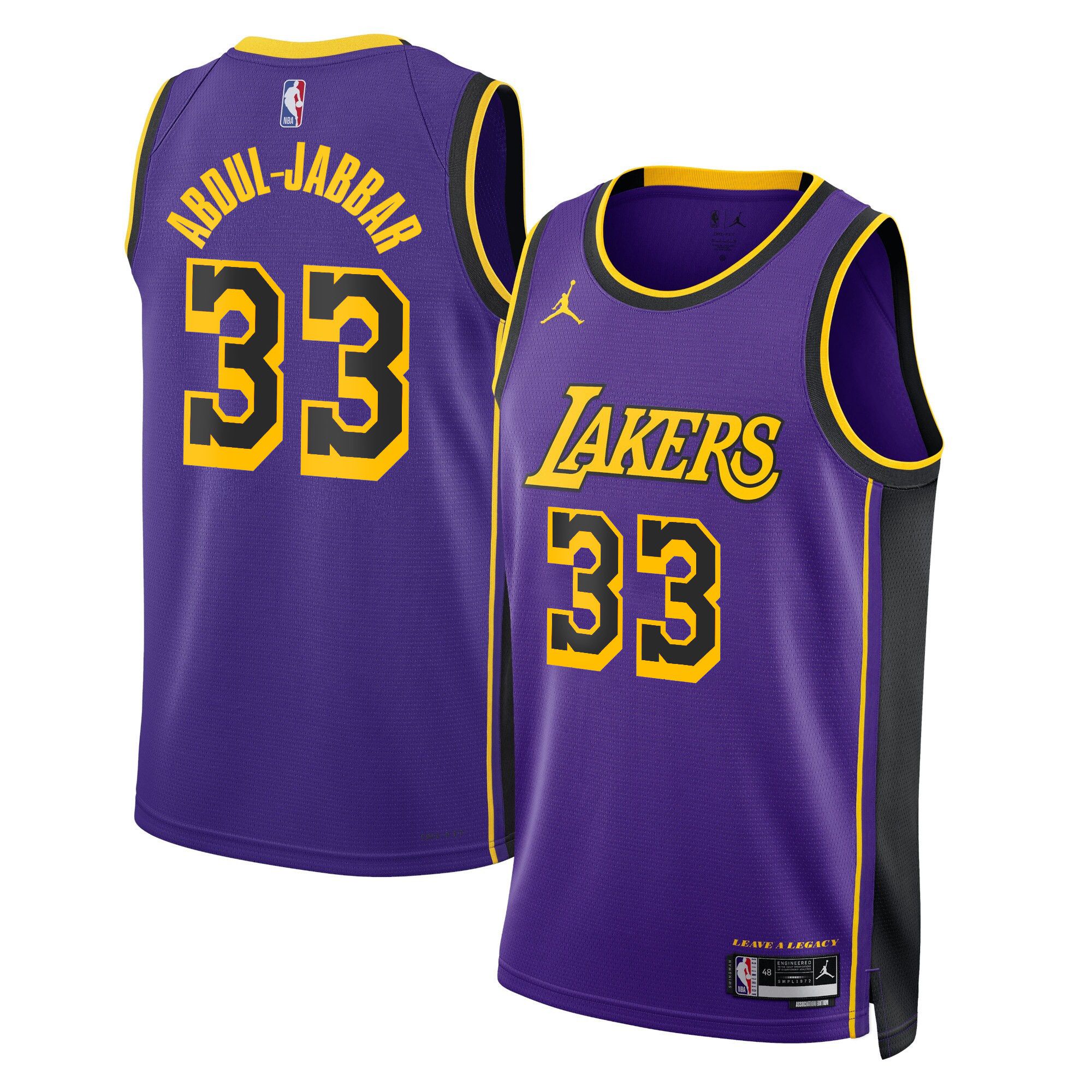 Men Los Angeles Lakers #33 Abdul-Jabbar Purple 2025 Jordan Edition Swingman NBA Jersey->->NBA Jersey